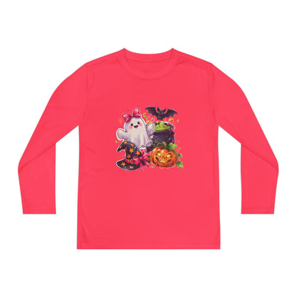 Kids Halloween Ghost Long Sleeve Tee — Cute Ghost, Pumpkins & Candy Design