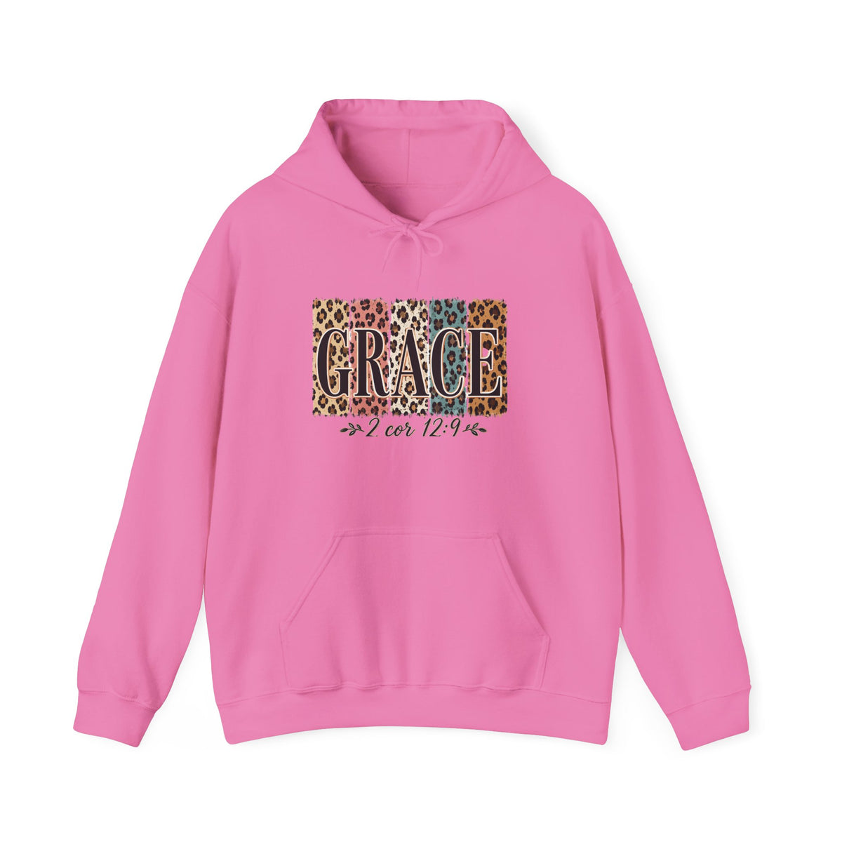 Grace Leopard Hoodie - 2 Cor 12:9 Christian Faith Sweatshirt