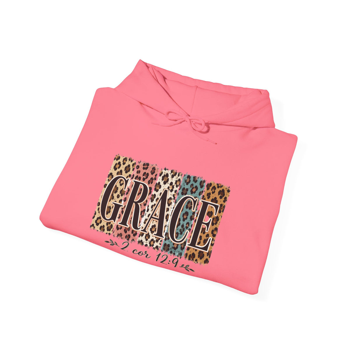 Grace Leopard Hoodie - 2 Cor 12:9 Christian Faith Sweatshirt