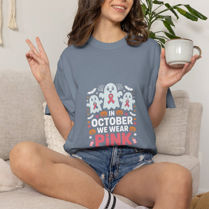 October We Wear Pink T-Shirt — Breast Cancer Awarenes