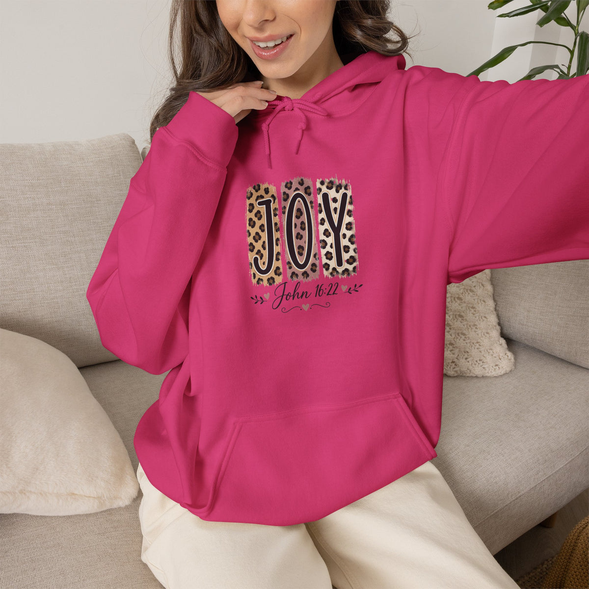 Joy Leopard Hoodie — Joy in the Season Graphic Pullover