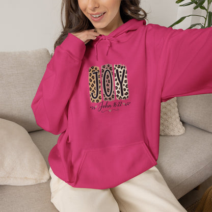 Joy Leopard Hoodie — Joy in the Season Graphic Pullover