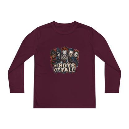 Youth Long Sleeve Tee — "The Boys of Fall" Horror Mask Graphic