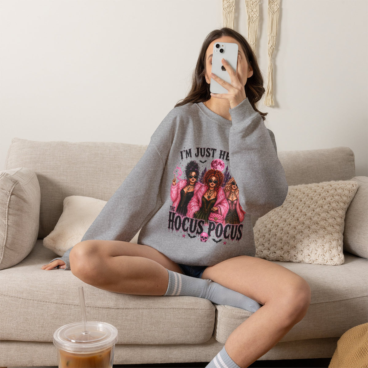 Hocus Pocus Pink Witches Crewneck Sweatshirt