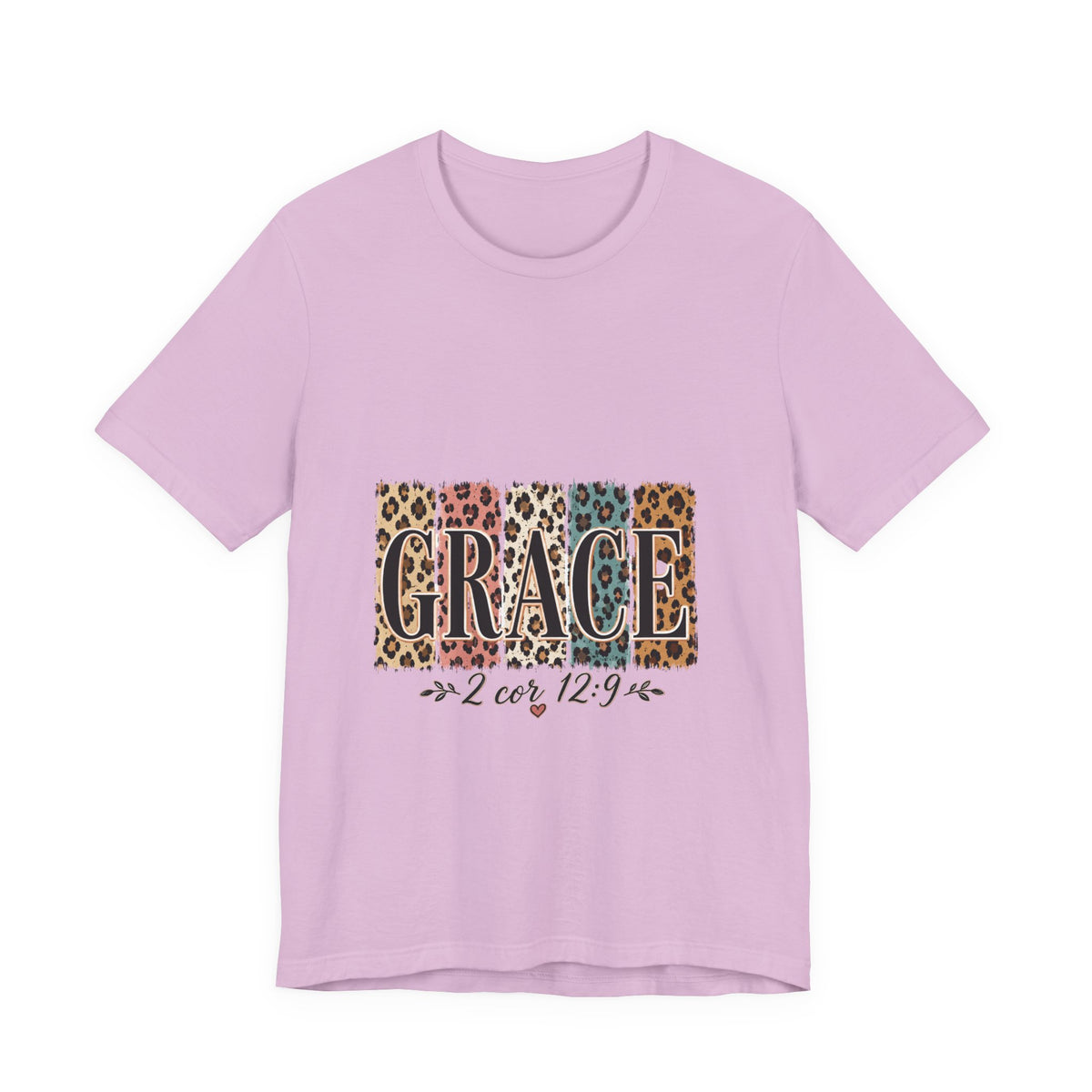 Grace Leopard Print Tee — Christian Scripture 2 Cor 12:9 T-Shirt