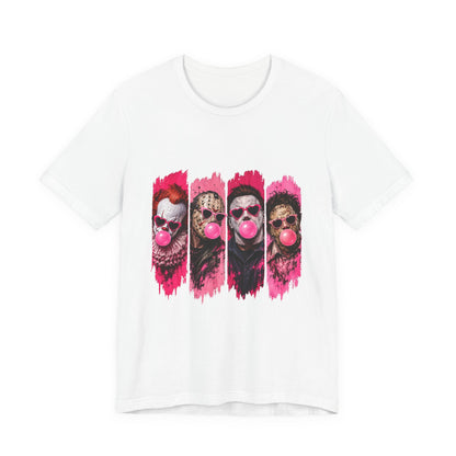 Clown Crew Bubblegum Graphic Tee — Retro Horror Pop Art T-Shirt