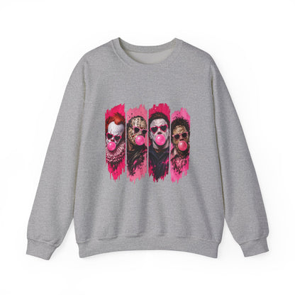 Clown Crewneck Sweatshirt – Colorful Bubblegum Skull & Joker Portraits