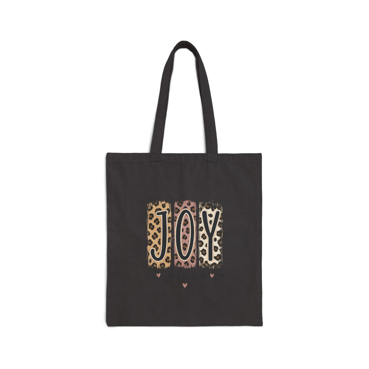 JOY Leopard Print Canvas Tote — Christmas Gift Bag with "John 16:22" Scripture Accent