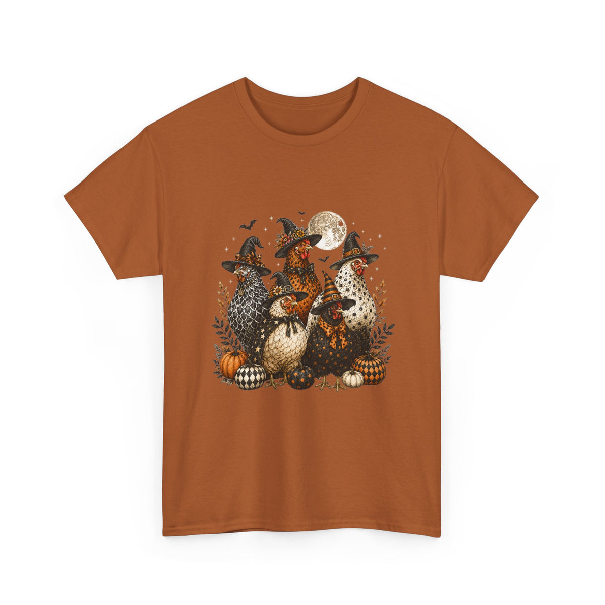 Halloween Chickens-Vintage Moon & Pumpkins