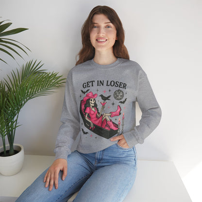 Get In Loser Skeleton Coffin Sweatshirt