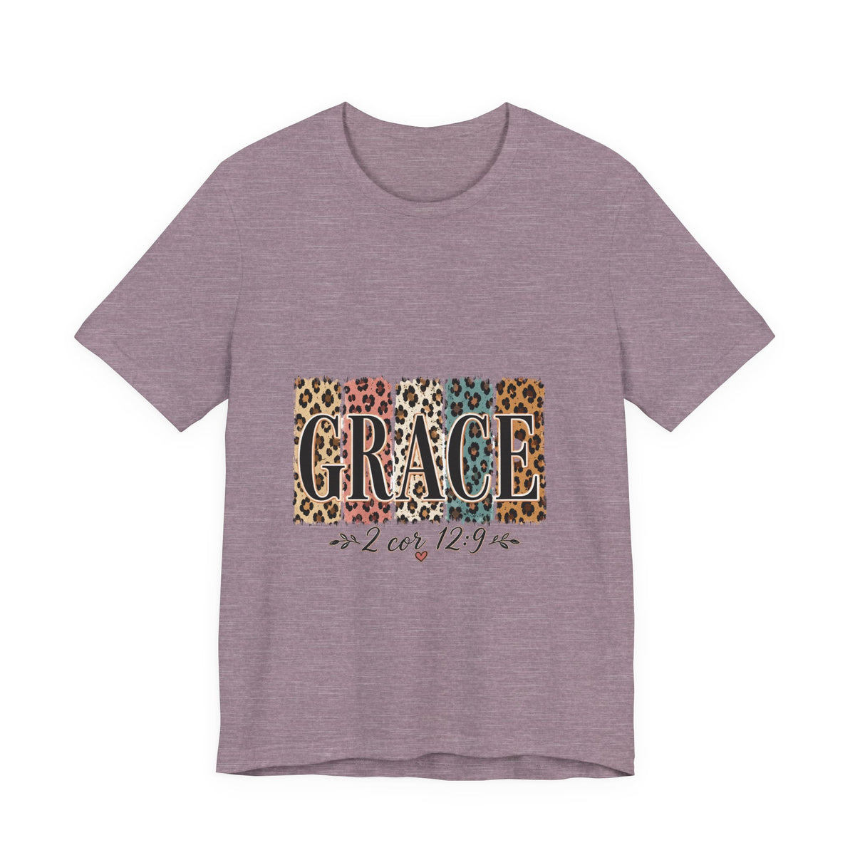 Grace Leopard Print Tee — Christian Scripture 2 Cor 12:9 T-Shirt