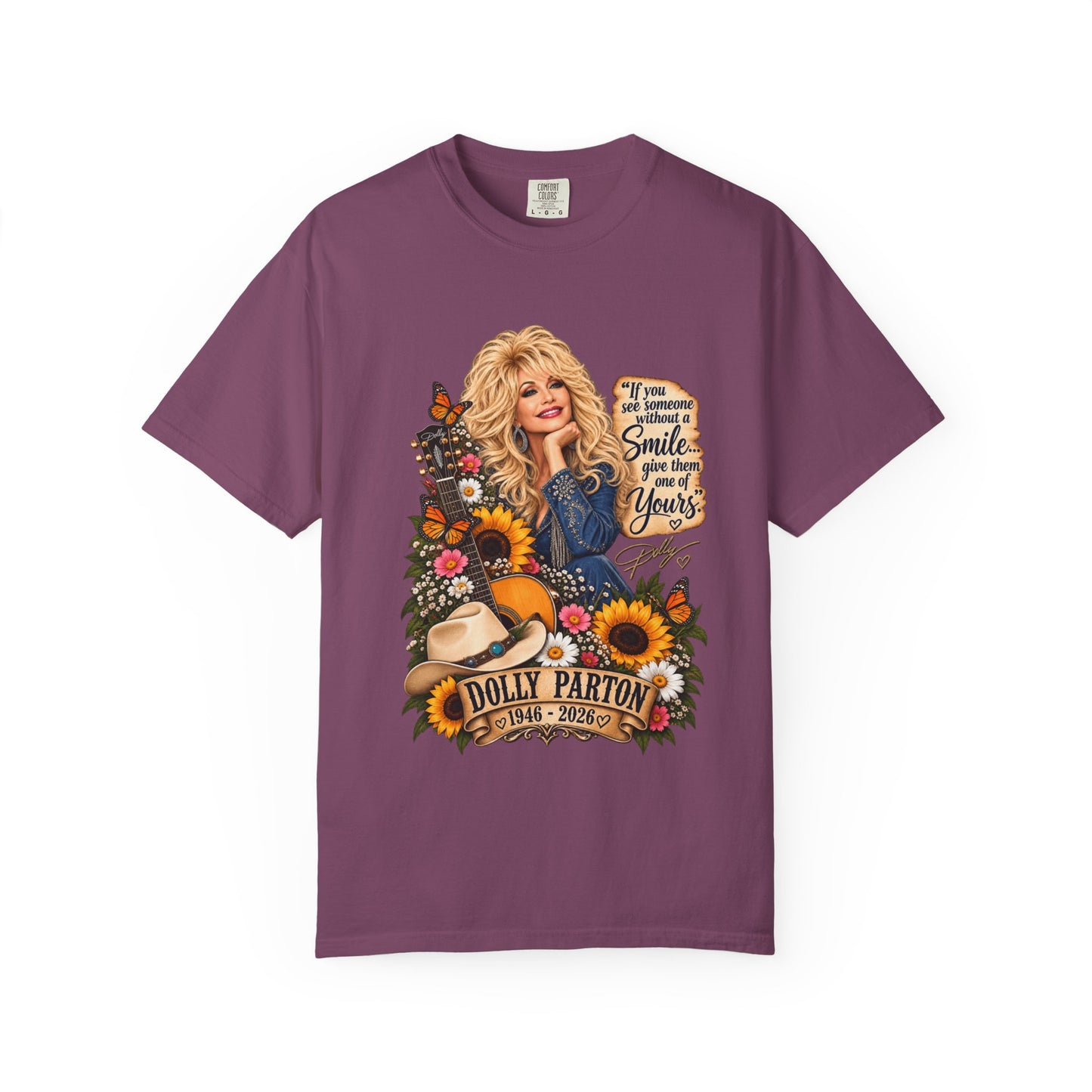 Dolly Parton T‑Shirt Portrait with 'Smile' Quote