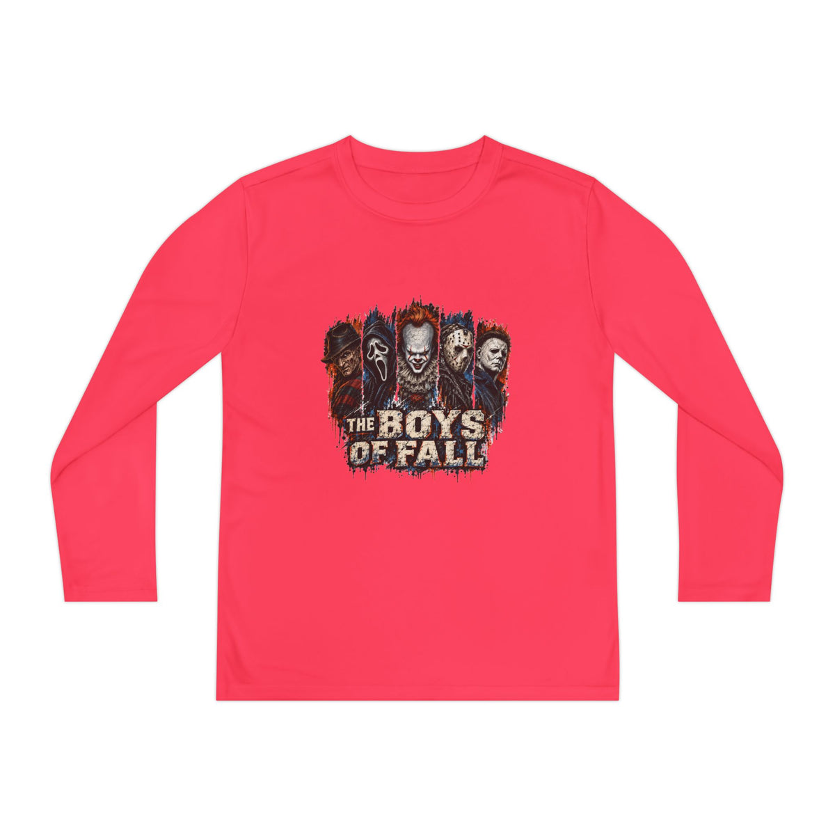 Youth Long Sleeve Tee — "The Boys of Fall" Horror Mask Graphic