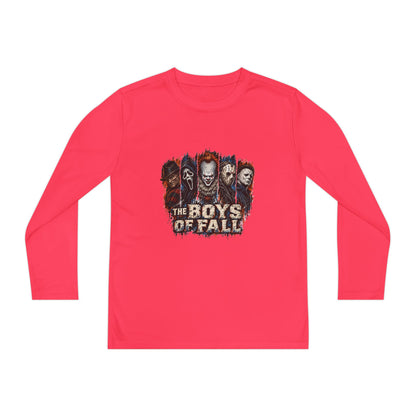 Youth Long Sleeve Tee — "The Boys of Fall" Horror Mask Graphic