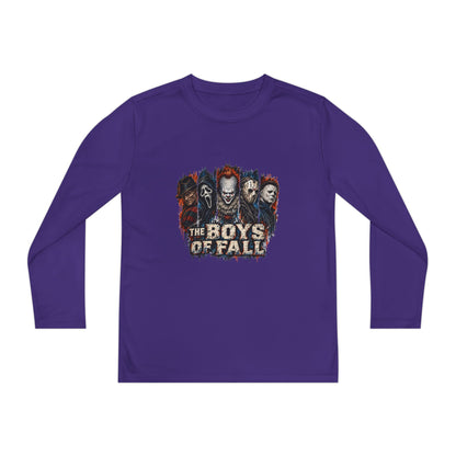 Youth Long Sleeve Tee — "The Boys of Fall" Horror Mask Graphic