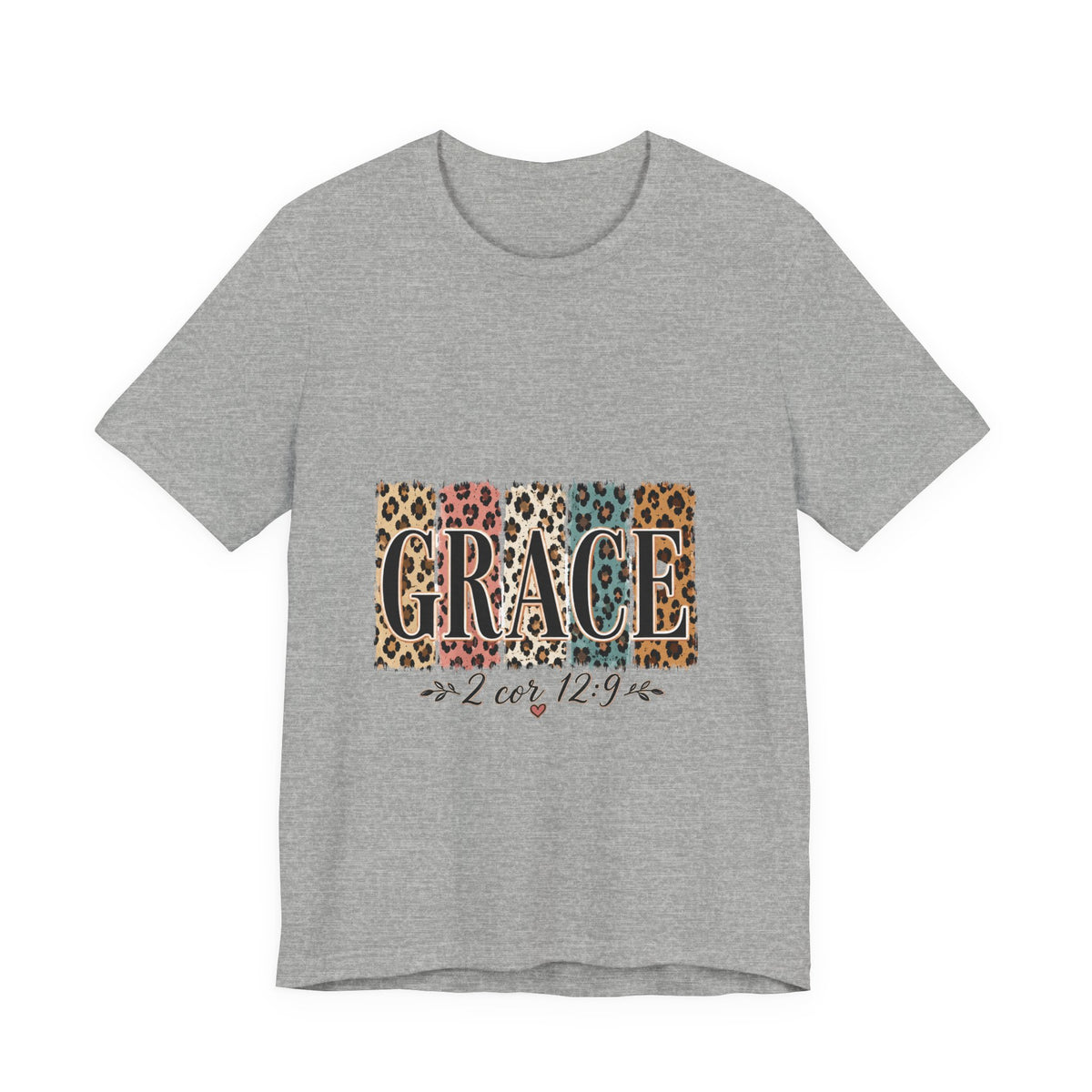 Grace Leopard Print Tee — Christian Scripture 2 Cor 12:9 T-Shirt