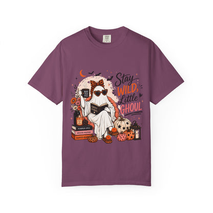 Stay Wild Little Ghoul T-Shirt — Cute Halloween Ghost Reading Design