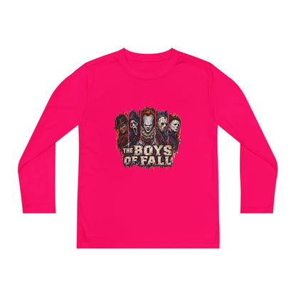 Youth Long Sleeve Tee — "The Boys of Fall" Horror Mask Graphic
