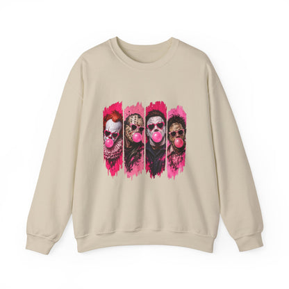Clown Crewneck Sweatshirt – Colorful Bubblegum Skull & Joker Portraits