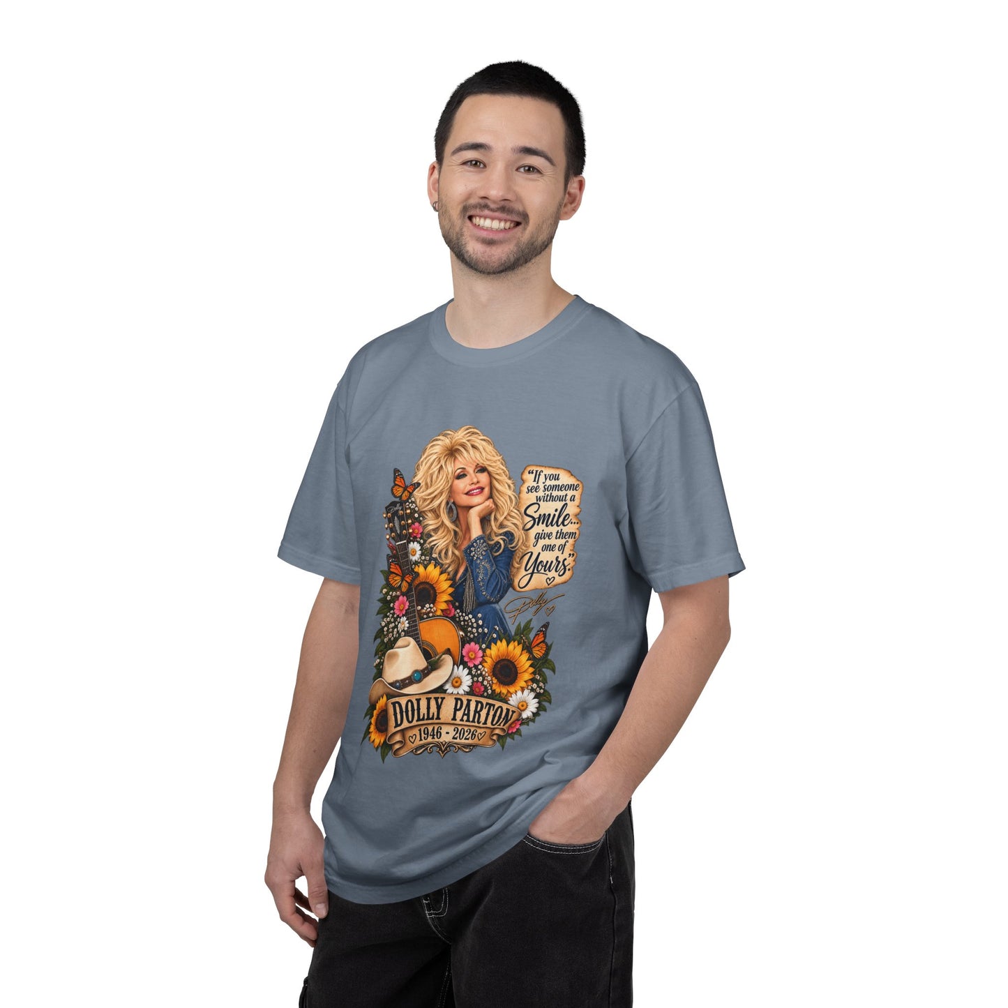 Dolly Parton T‑Shirt Portrait with 'Smile' Quote