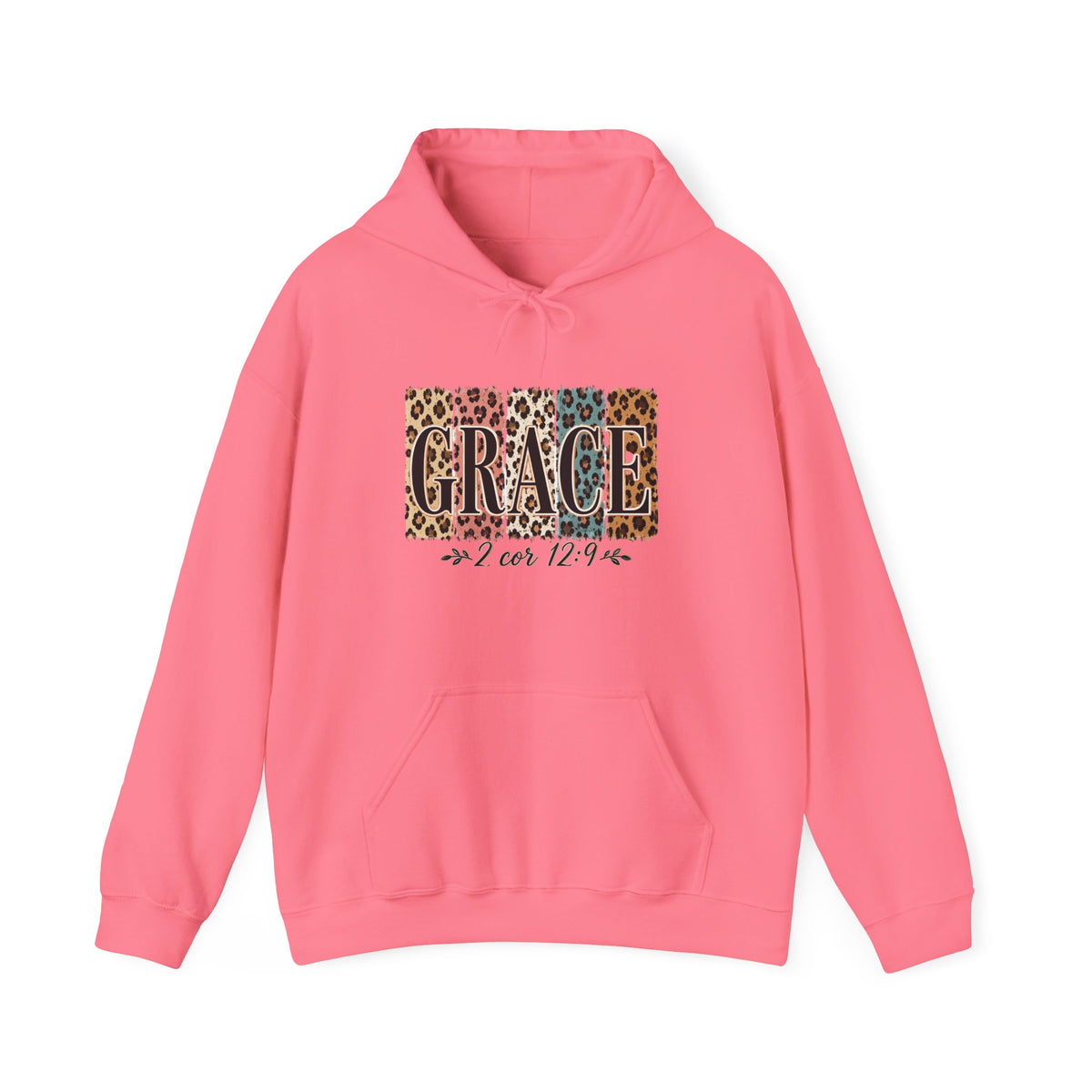 Grace Leopard Hoodie - 2 Cor 12:9 Christian Faith Sweatshirt