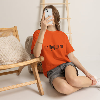 Halloqueen Tee — Halloween Graphic Orange Shirt