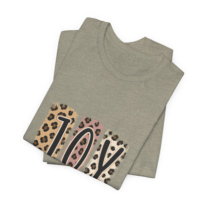 Joy Leopard Christian Tee — "JOY" with John 16:22 Scripture