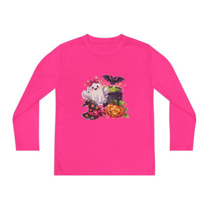 Kids Halloween Ghost Long Sleeve Tee — Cute Ghost, Pumpkins & Candy Design