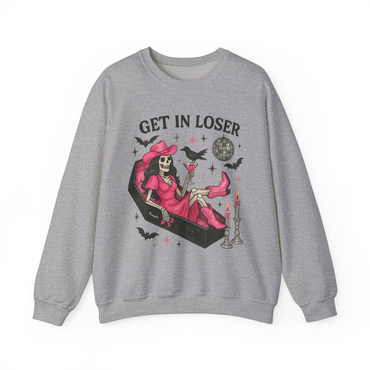 Get In Loser Skeleton Coffin Sweatshirt