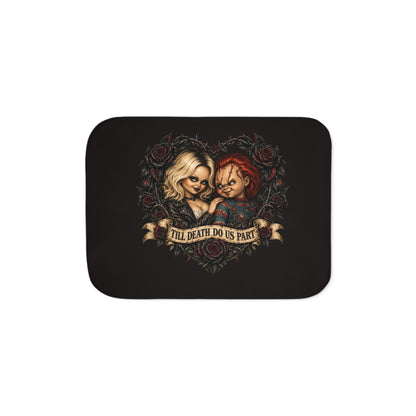 Sherpa Blanket - 'Till Death Do Us Part' Gothic Couple Rose Design, Cozy Throw for Couples & Horror Fans