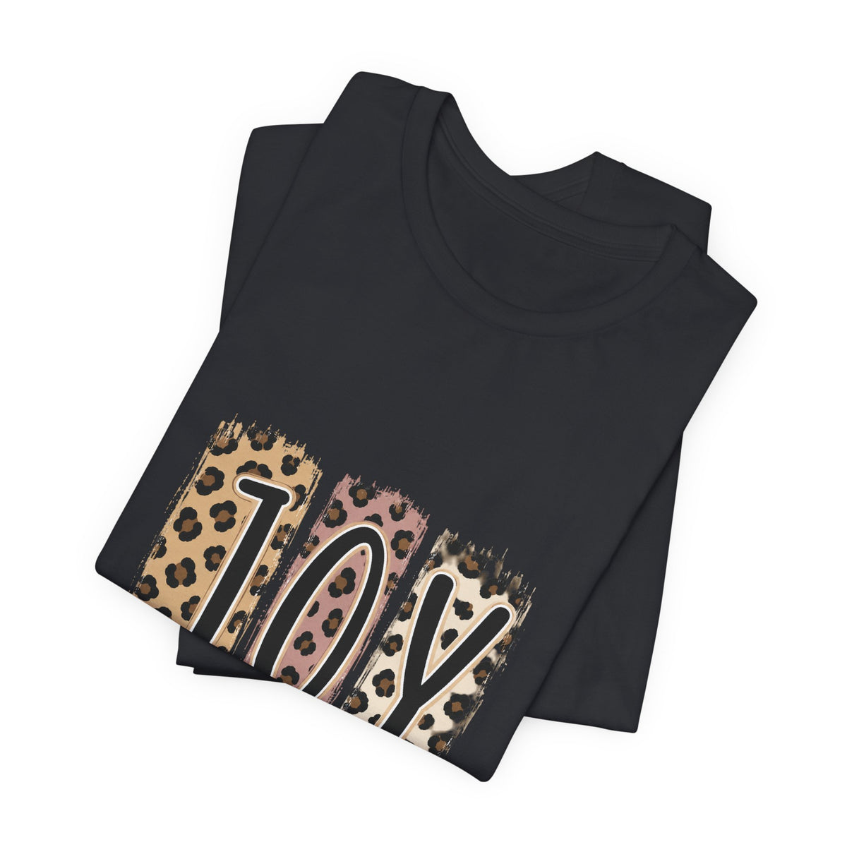 Joy Leopard Christian Tee — "JOY" with John 16:22 Scripture