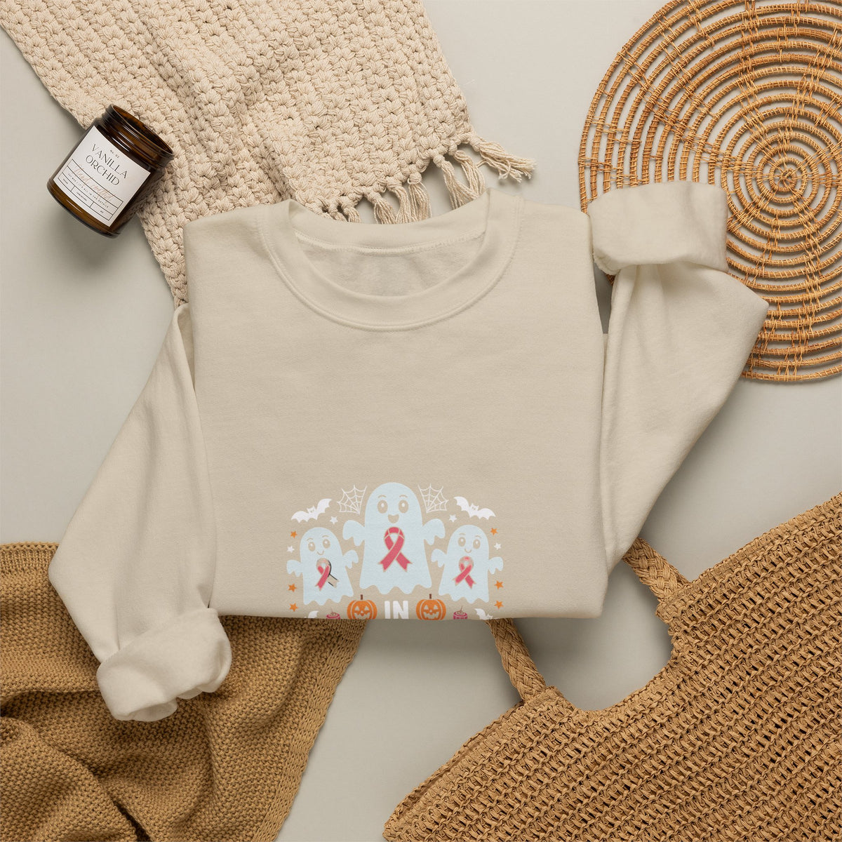 Breast Cancer Awareness Crewneck Sweatshirt — 'Think Pink' Ribbon Design