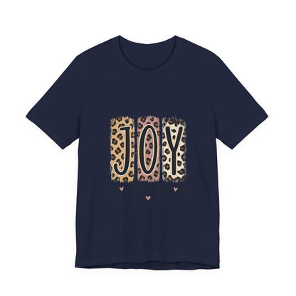 Joy Leopard Christian Tee — "JOY" with John 16:22 Scripture