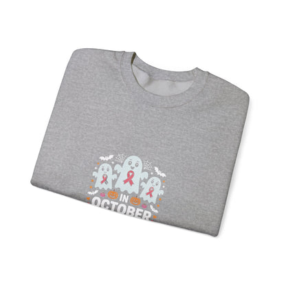 Breast Cancer Awareness Crewneck Sweatshirt — 'Think Pink' Ribbon Design