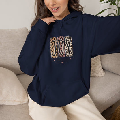 Joy Leopard Hoodie — Joy in the Season Graphic Pullover
