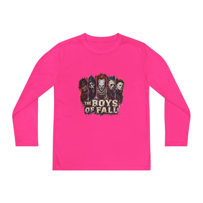 Youth Long Sleeve Tee — "The Boys of Fall" Horror Mask Graphic