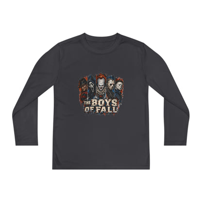 Youth Long Sleeve Tee — "The Boys of Fall" Horror Mask Graphic