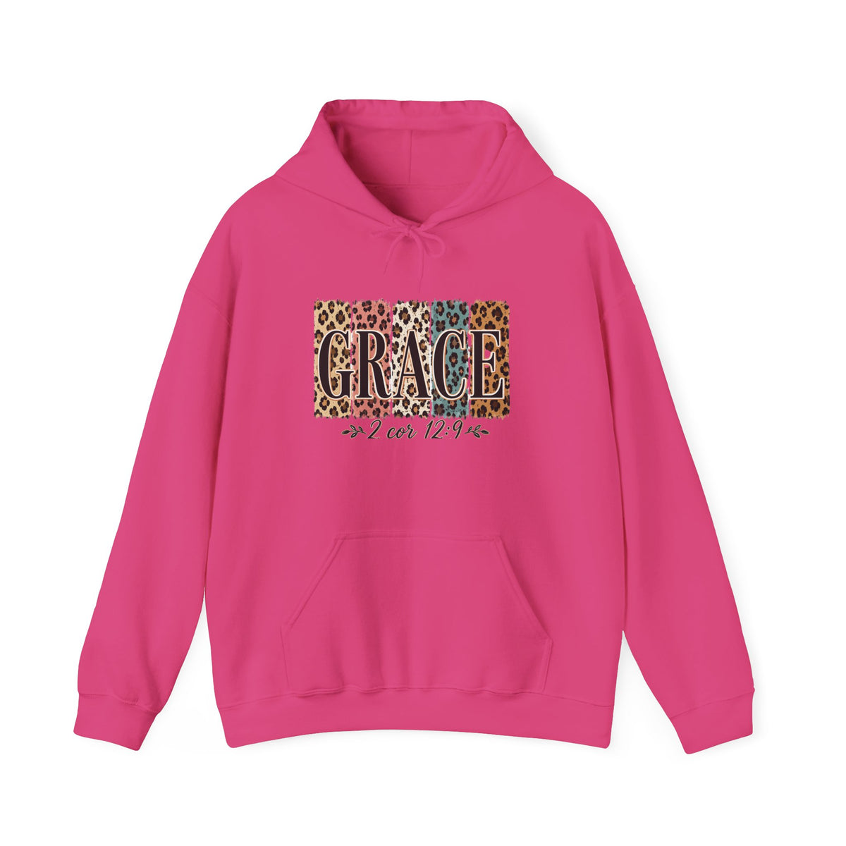 Grace Leopard Hoodie - 2 Cor 12:9 Christian Faith Sweatshirt