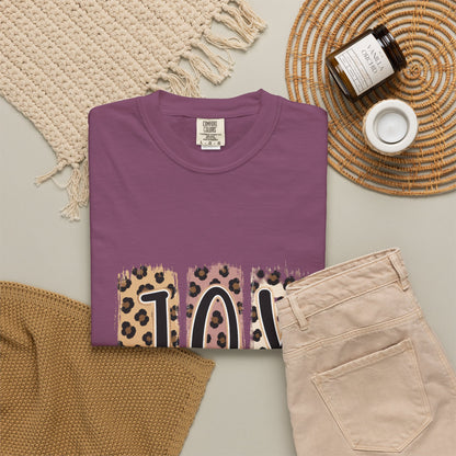 JOY Leopard Print T‑Shirt — John 16:22 Christian Faith Tee