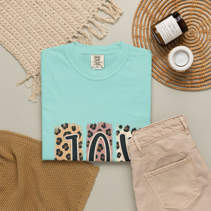 JOY Leopard Print T‑Shirt — John 16:22 Christian Faith Tee