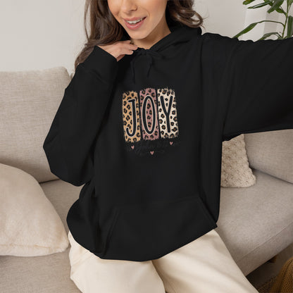 Joy Leopard Hoodie — Joy in the Season Graphic Pullover