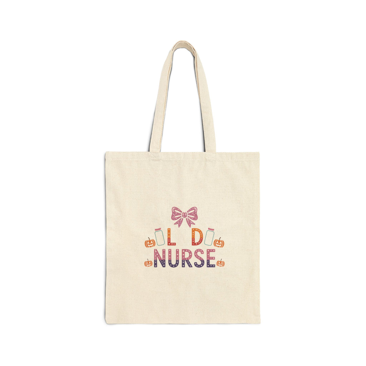 Nurse Tote Bag — "Old Nurse" Cute Halloween Candy Pumpkin Design Cotton Canvas Tote