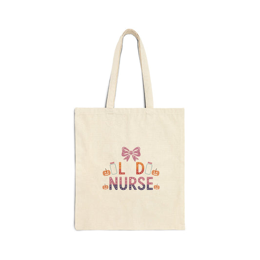 Nurse Tote Bag — "Old Nurse" Cute Halloween Candy Pumpkin Design Cotton Canvas Tote
