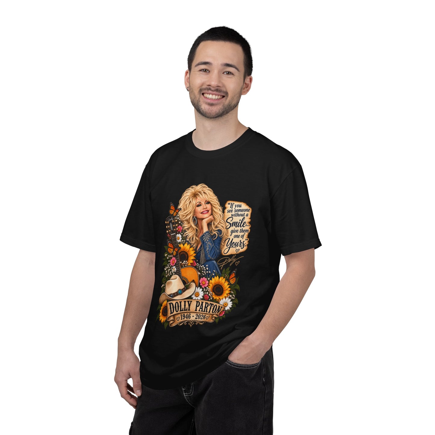 Dolly Parton T‑Shirt Portrait with 'Smile' Quote