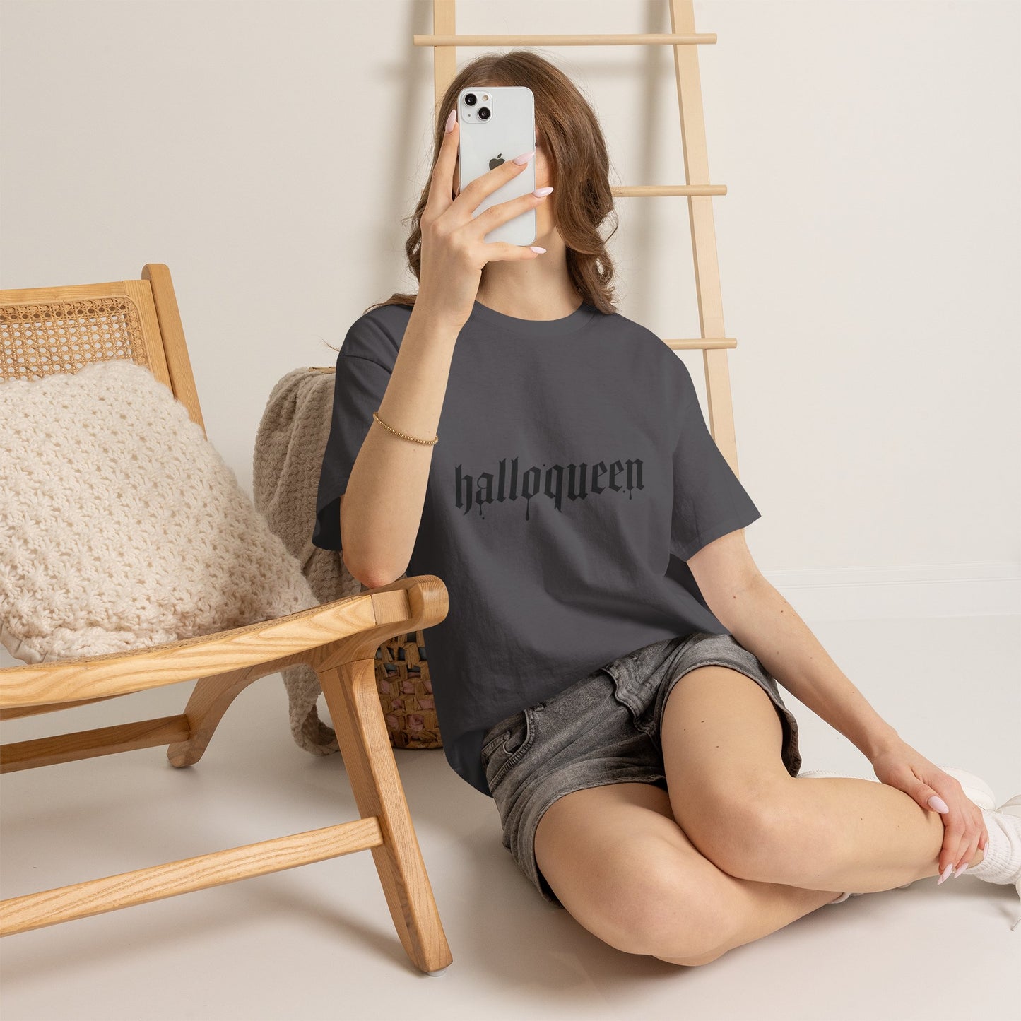 Halloqueen Tee — Halloween Graphic Orange Shirt