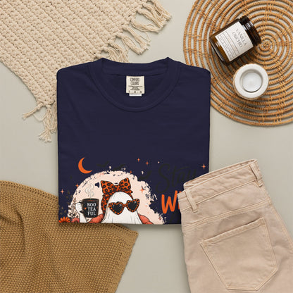 Stay Wild Little Ghoul T-Shirt — Cute Halloween Ghost Reading Design