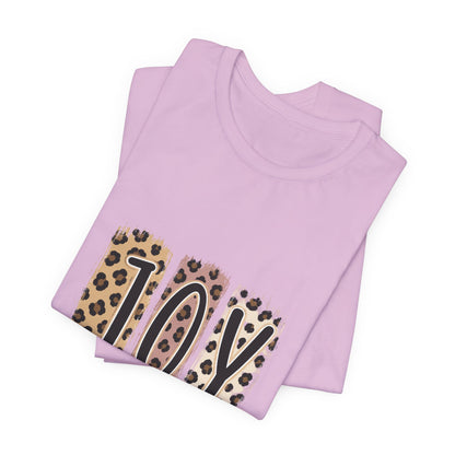 Joy Leopard Christian Tee — "JOY" with John 16:22 Scripture