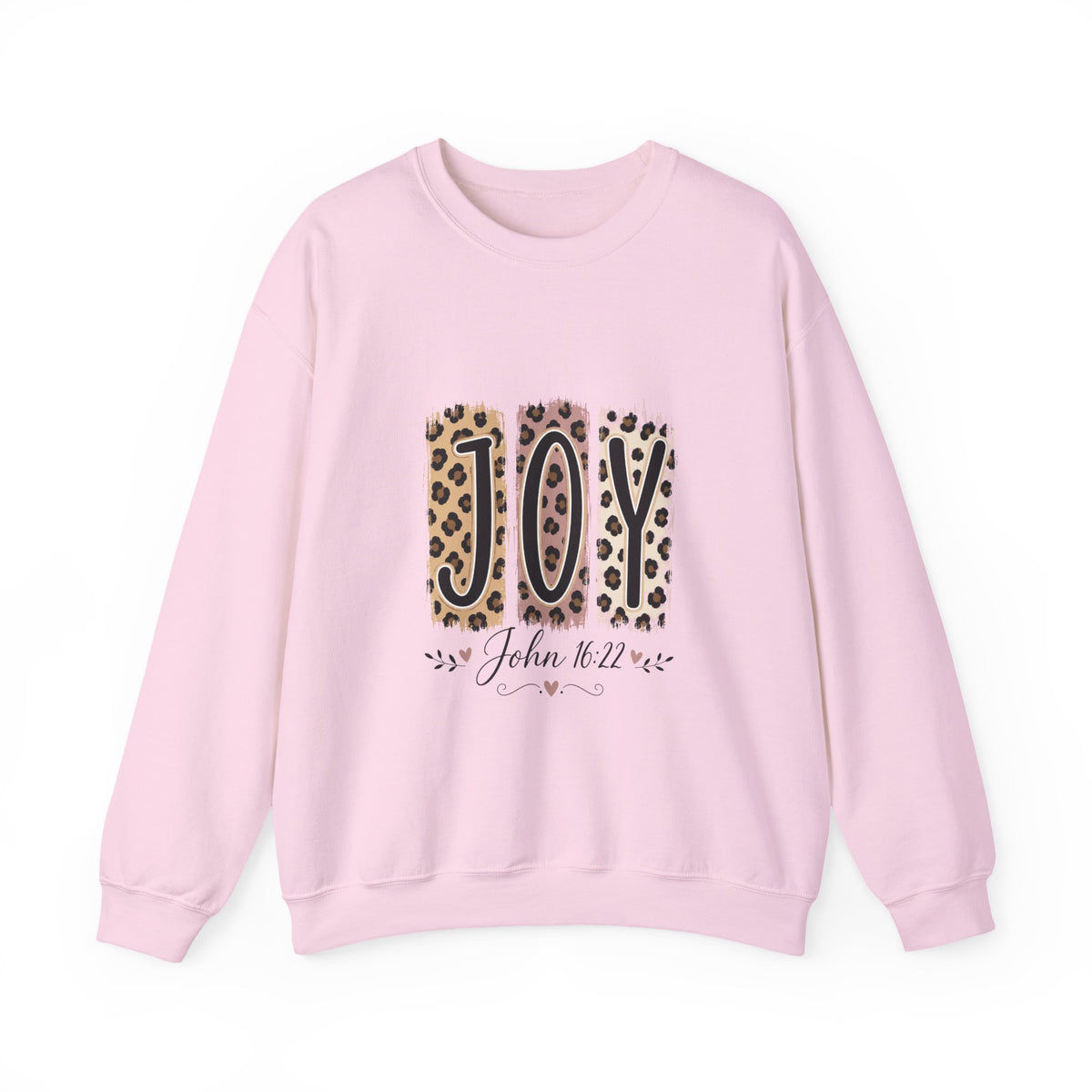 Joy Leopard Print Sweatshirt — John 1:14 Scripture Holiday Crewneck