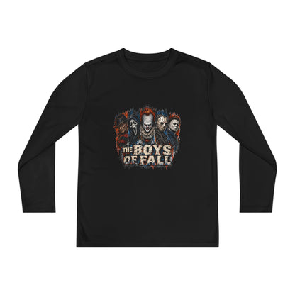Youth Long Sleeve Tee — "The Boys of Fall" Horror Mask Graphic