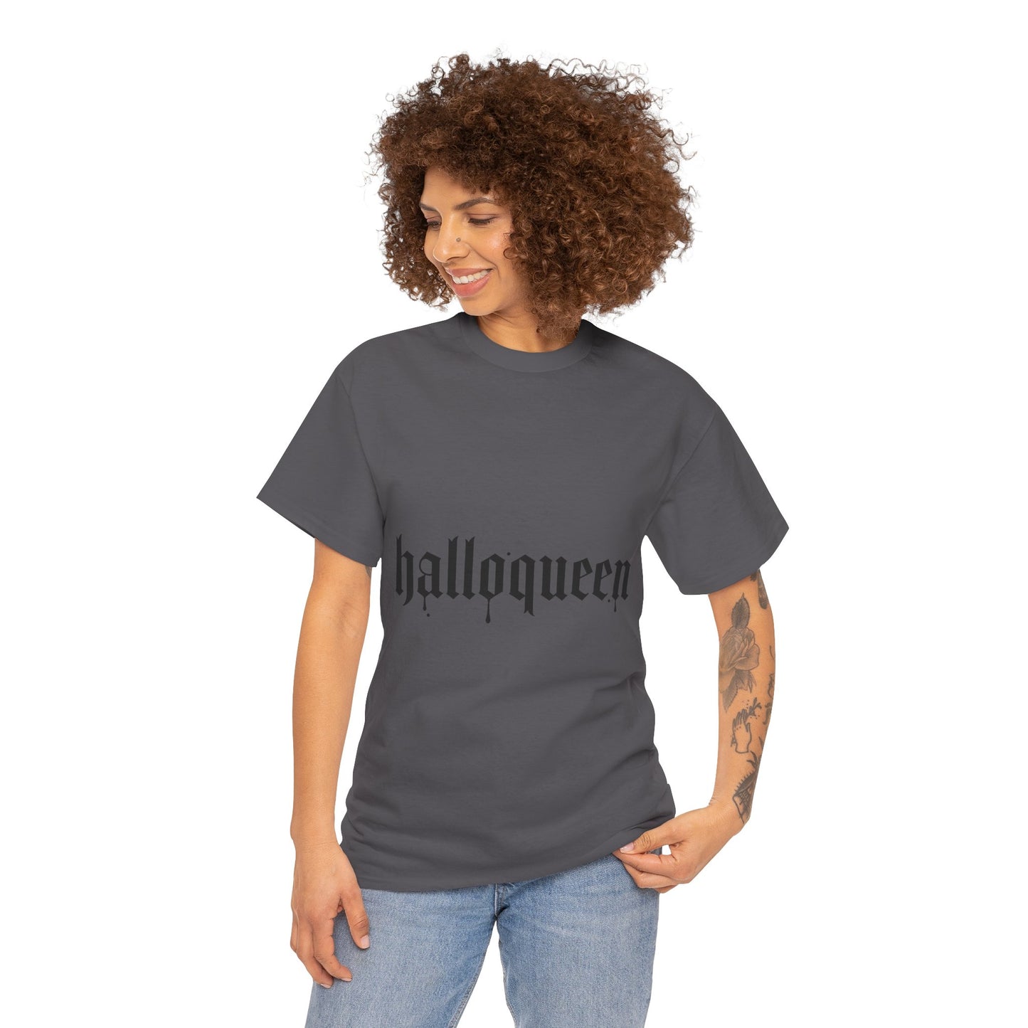 Halloqueen Tee — Halloween Graphic Orange Shirt